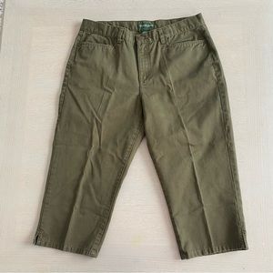 Lauren Ralph Lauren Classic Pedal Pusher Retro Pants Capri Olive Green Women 8P